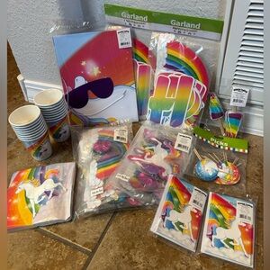 Lot of 12 NEW Rainbow 🌈 Unicorn Birthday Items